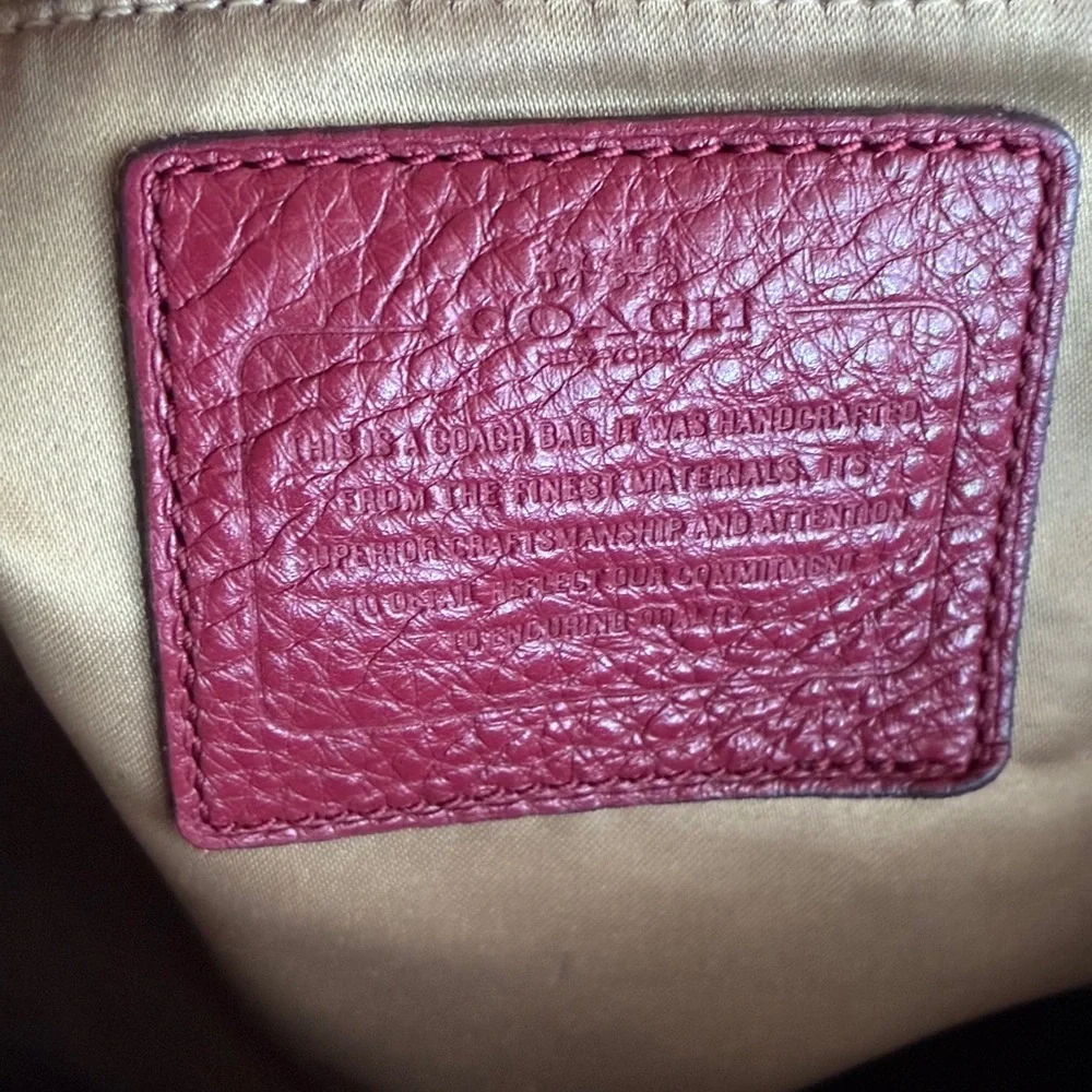 Coach Beige Signature Canvas Tote with Cherry Trim